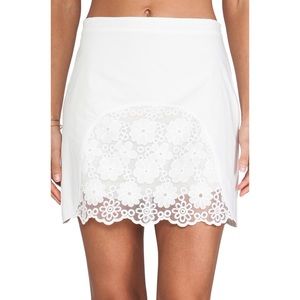 See By Chloe Lace Floral White Mini-Skirt